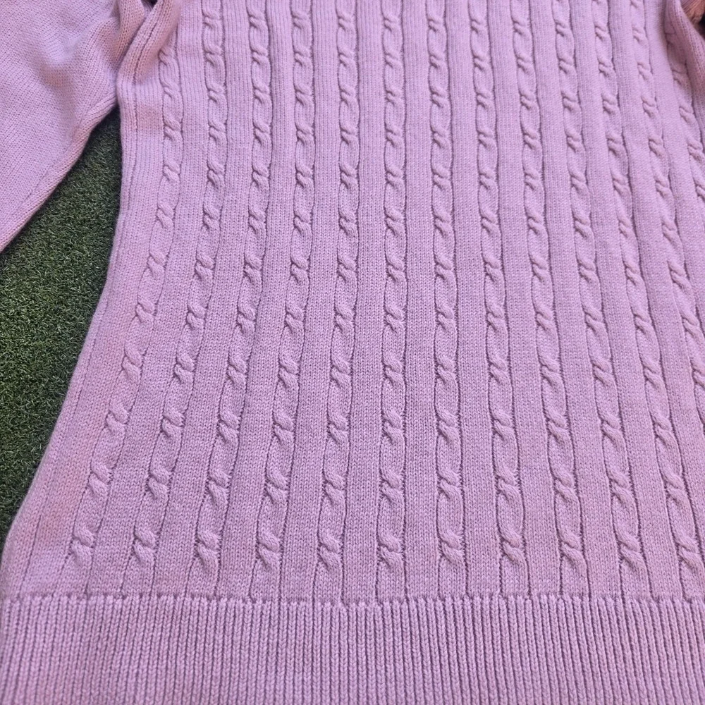 Talbots Petite Pink Cable Knit Sweater Womens SP Button Cuff